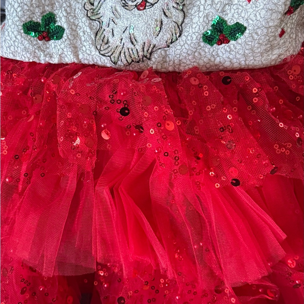 Oh Shana! Red Santa Dress with Sequins Poof and Bloomers 2T - Picture 3 of 8